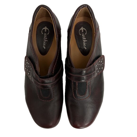 Earthies Shoes Womens 7.5 B Granada Loafers Burgundy Leather Comfort Casual Flat - Picture 2 of 10